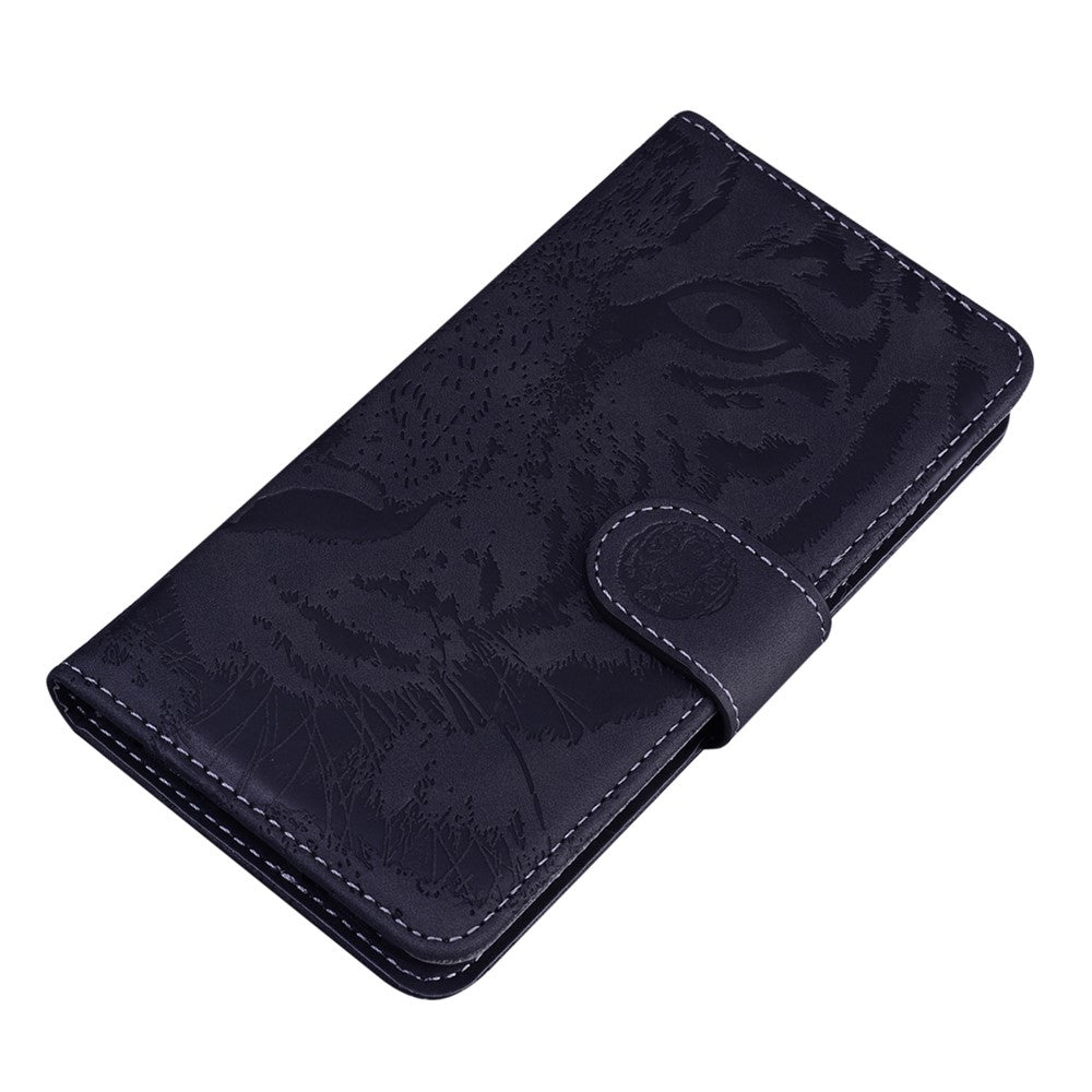 For Samsung Galaxy M54 5G / F54 5G Tiger Imprint Phone Case Leather Stand Wallet Anti-drop Cover - Black