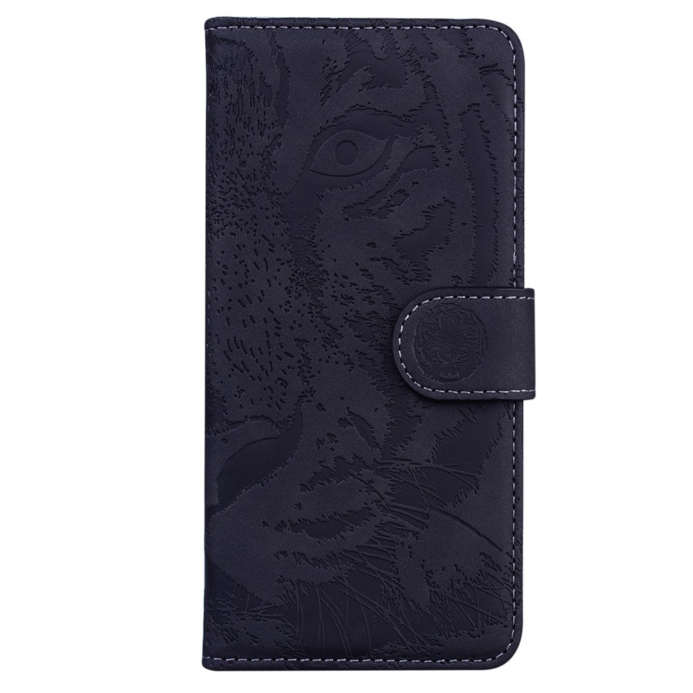 For Samsung Galaxy M54 5G / F54 5G Tiger Imprint Phone Case Leather Stand Wallet Anti-drop Cover - Black