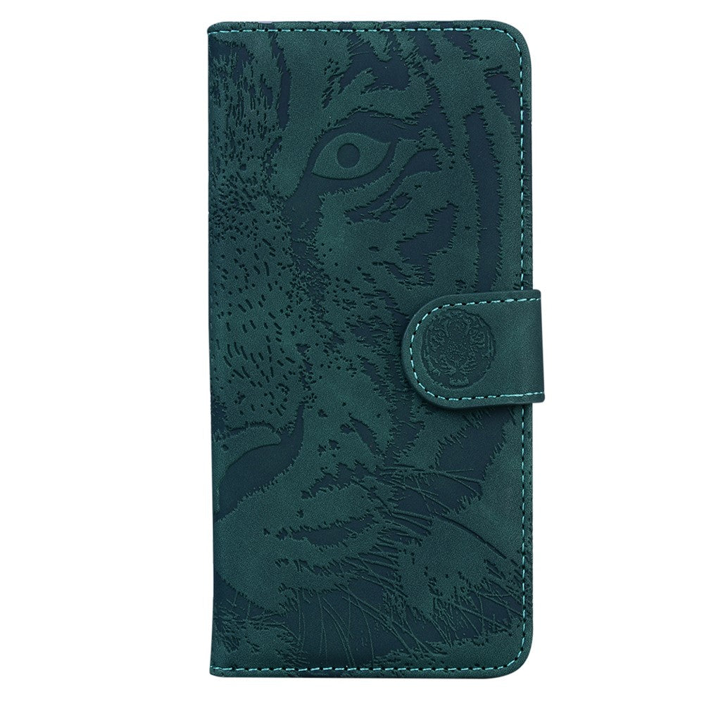 For Samsung Galaxy M54 5G / F54 5G Tiger Imprint Phone Case Leather Stand Wallet Anti-drop Cover - Green