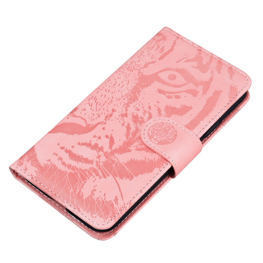 For Samsung Galaxy M54 5G / F54 5G Tiger Imprint Phone Case Leather Stand Wallet Anti-drop Cover - Pink