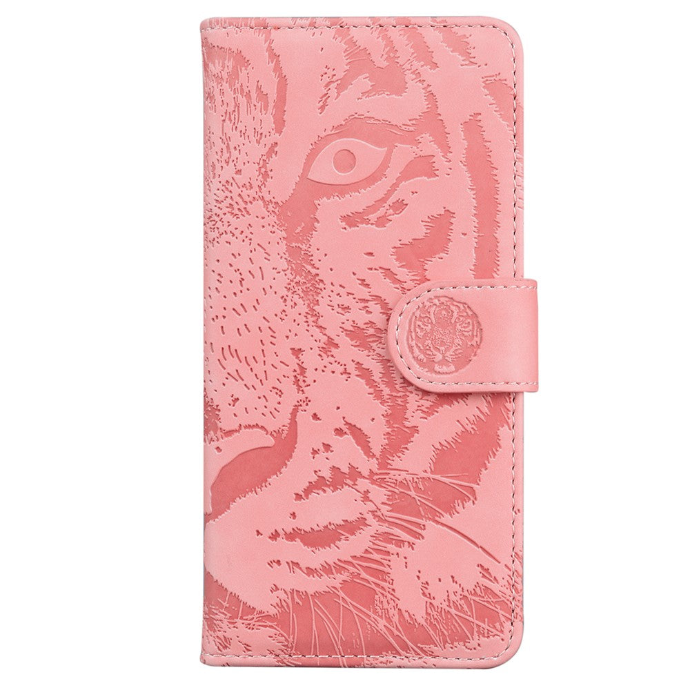 For Samsung Galaxy M54 5G / F54 5G Tiger Imprint Phone Case Leather Stand Wallet Anti-drop Cover - Pink