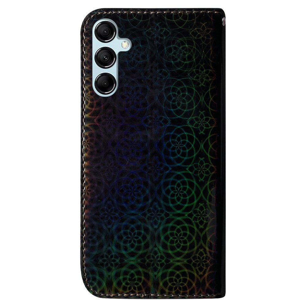 For Samsung Galaxy M54 5G / F54 5G Leather Wallet Case Dazzling Flower Pattern Phone Stand Cover - Black
