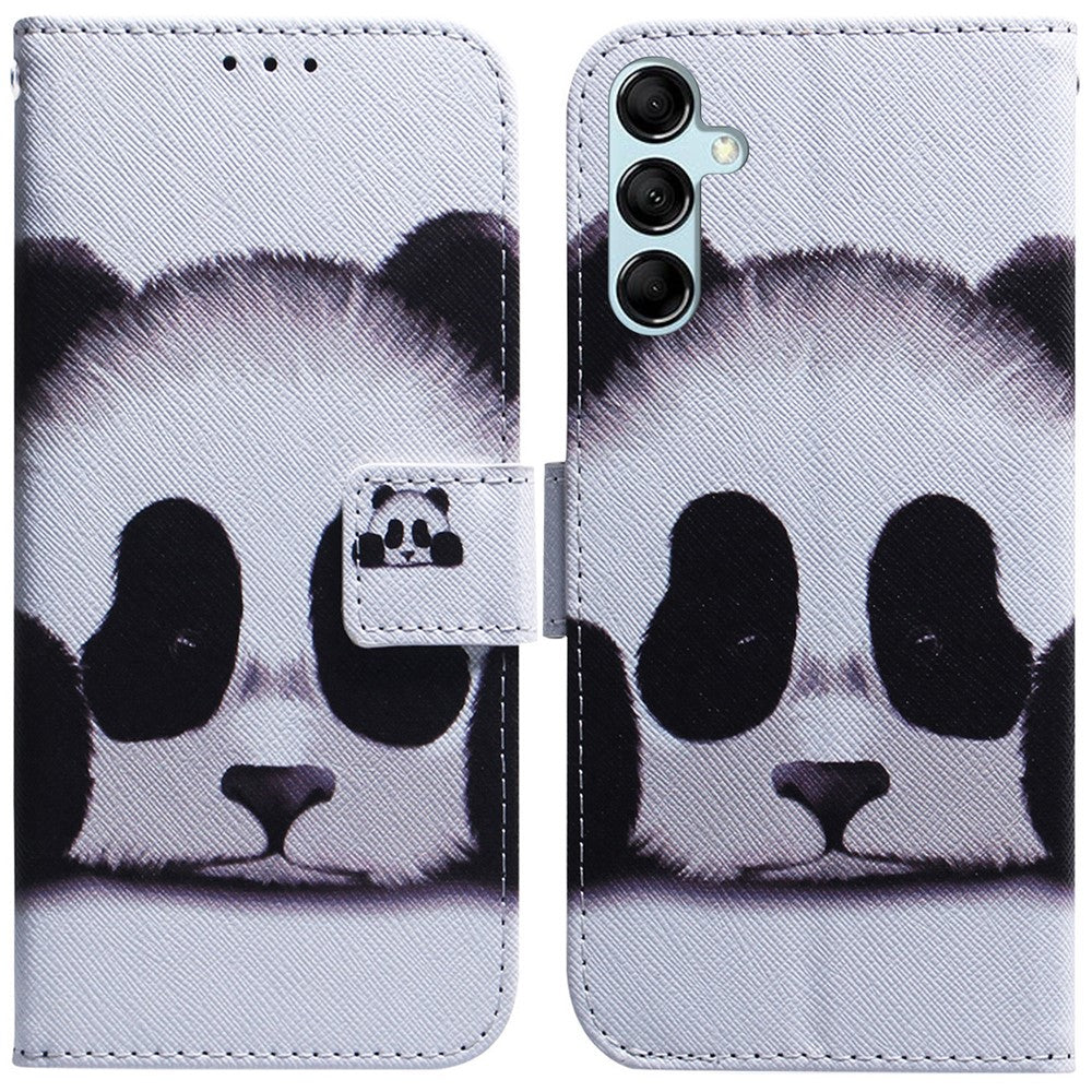 For Samsung Galaxy M54 5G / F54 5G PU Leather Stand Phone Case Pattern Printing Wallet Cover - Panda