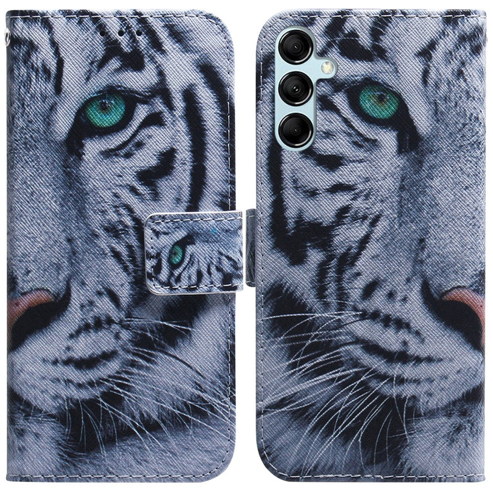For Samsung Galaxy M54 5G / F54 5G PU Leather Stand Phone Case Pattern Printing Wallet Cover - Tiger Head