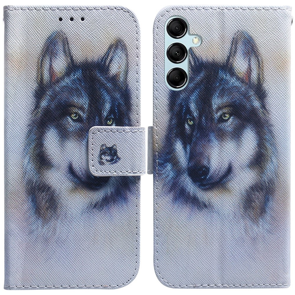 For Samsung Galaxy M54 5G / F54 5G PU Leather Stand Phone Case Pattern Printing Wallet Cover - Wolf