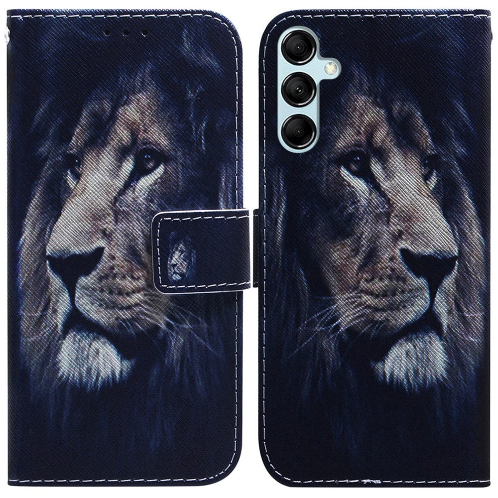 For Samsung Galaxy M54 5G / F54 5G PU Leather Stand Phone Case Pattern Printing Wallet Cover - Lion