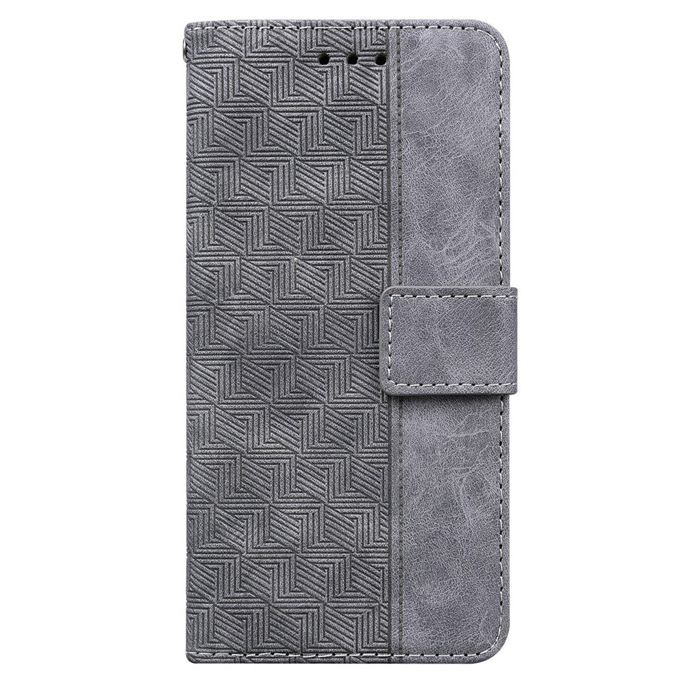 For Samsung Galaxy M54 5G / F54 5G Wallet PU Leather Cover Geometry Imprinted Stand Phone Case - Grey