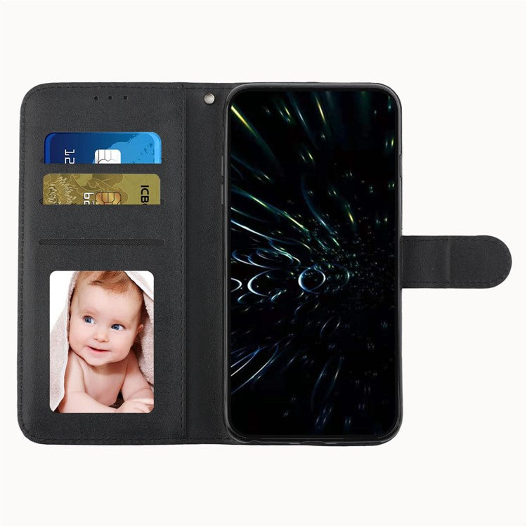 Leather Phone Case for Oppo A1 5G / A98 5G / F23 5G , Stand Wallet Flip Cover with Strap - Black