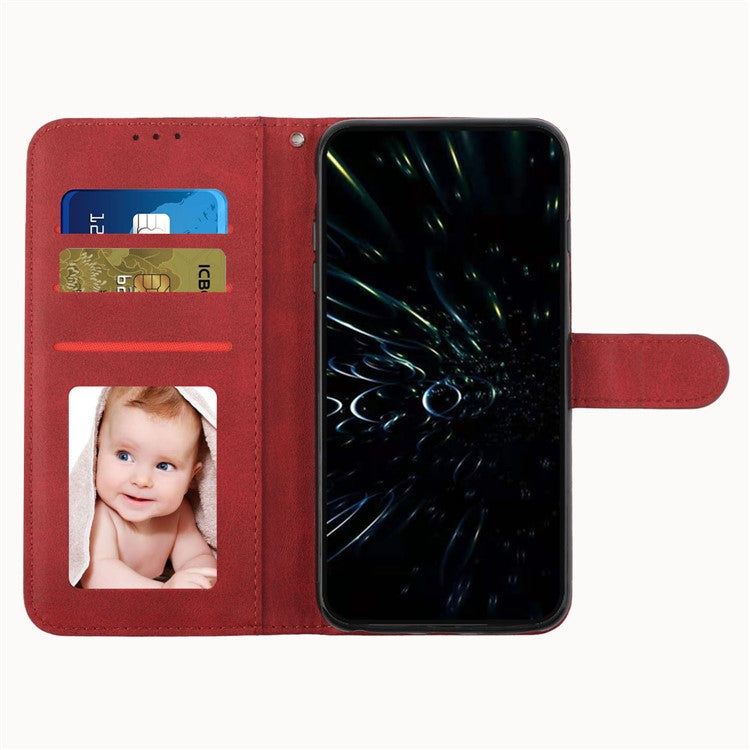 Leather Phone Case for Oppo A1 5G / A98 5G / F23 5G , Stand Wallet Flip Cover with Strap - Red