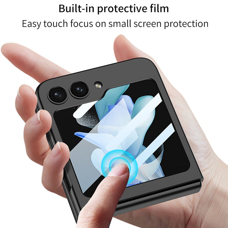 GKK For Samsung Galaxy Z Flip5 5G Hard PC Phone Case Ultra Thin Cover with Tempered Glass Screen Film - Purple