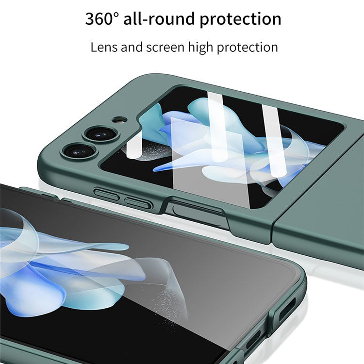 GKK For Samsung Galaxy Z Flip5 5G Hard PC Phone Case Ultra Thin Cover with Tempered Glass Screen Film - Purple