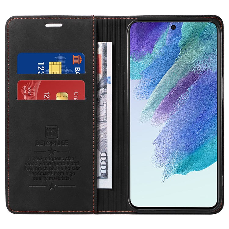 BETOPNICE 003 For Samsung Galaxy S21 4G / S21 5G RFID Blocking Wallet Stand Cover PU Leather Phone Case - Black