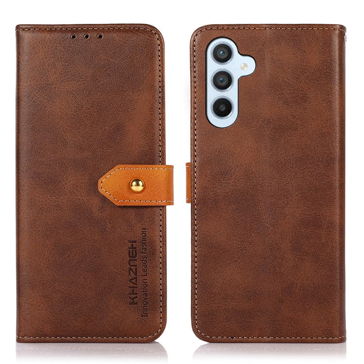 KHAZNEH For Samsung Galaxy S23 FE Stand Phone Cover Cowhide Texture Wallet PU Leather Case - Brown