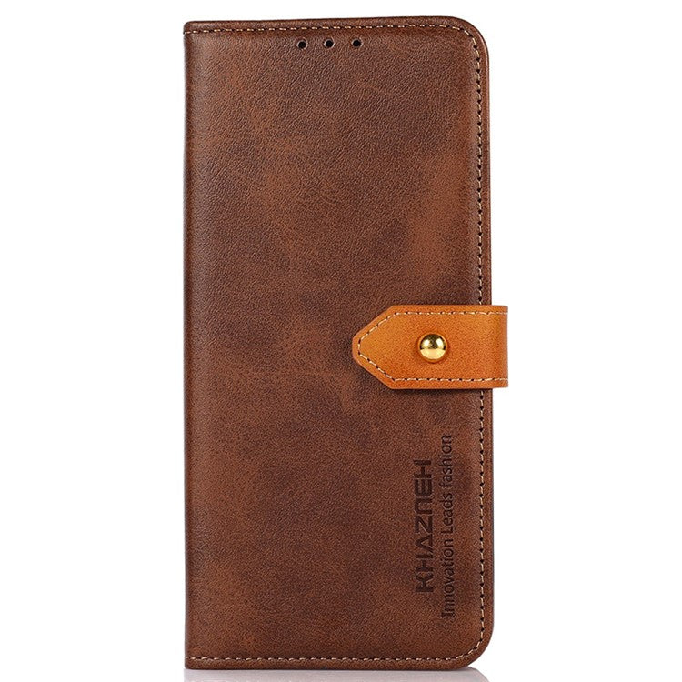 KHAZNEH For Samsung Galaxy S23 FE Stand Phone Cover Cowhide Texture Wallet PU Leather Case - Brown