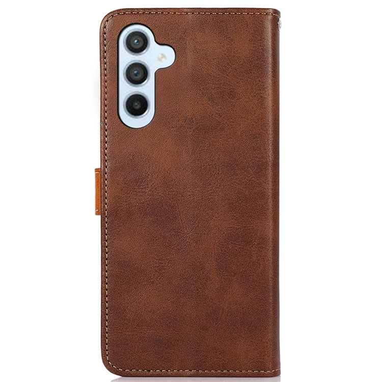 KHAZNEH For Samsung Galaxy S23 FE Stand Phone Cover Cowhide Texture Wallet PU Leather Case - Brown