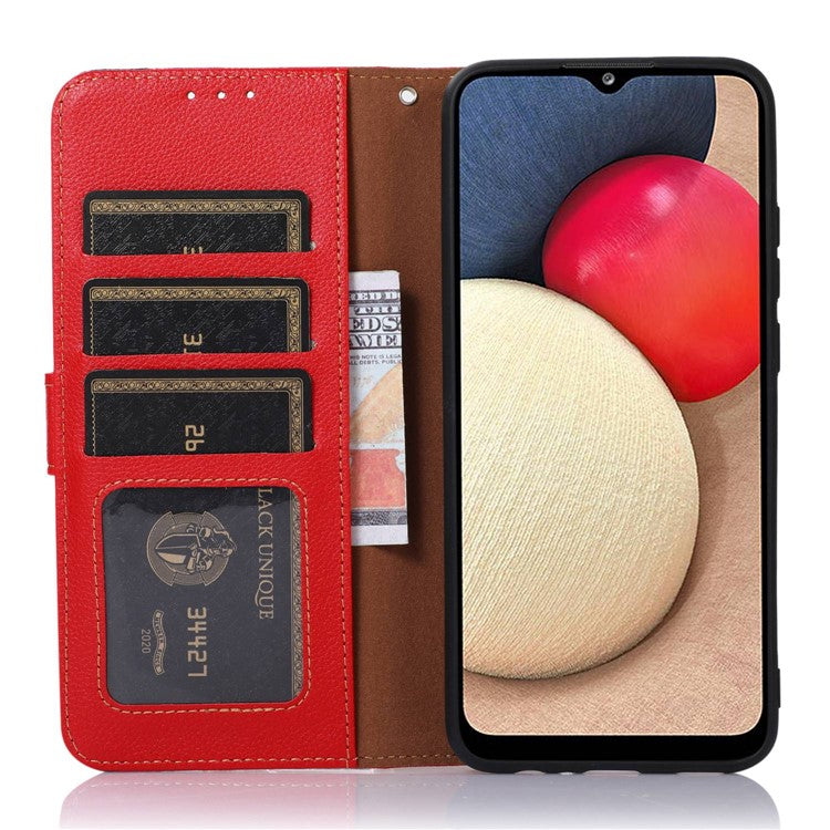 KHAZNEH For Asus Zenfone 10 5G PU Leather Case Litchi Texture Wallet RFID Blocking Stand Phone Cover - Red