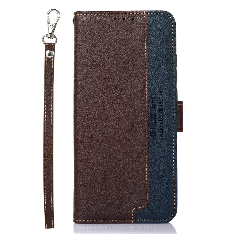 KHAZNEH For Asus Zenfone 10 5G PU Leather Case Litchi Texture Wallet RFID Blocking Stand Phone Cover - Brown