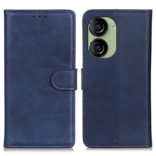For Asus Zenfone 10 5G PU Leather Wallet Phone Case Cowhide Texture Flip Stand Cover - Blue