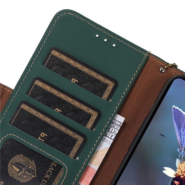 For Asus Zenfone 10 5G Silky Feeling Genuine Cow Leather Phone Cover RFID Blocking Wallet Stand Case - Green