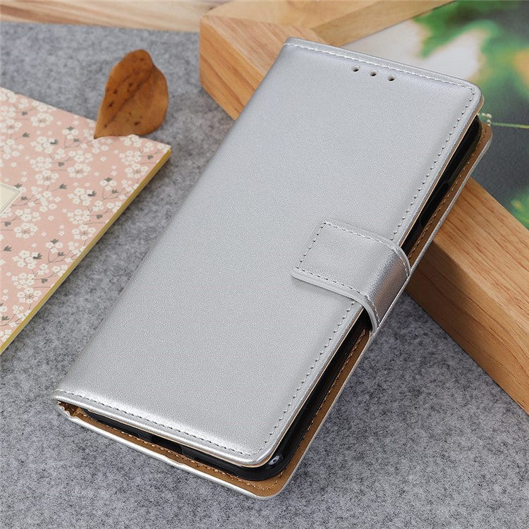 For Asus Zenfone 10 5G Textured PU Leather Cover Shockproof Wallet Stand Phone Case - Silver