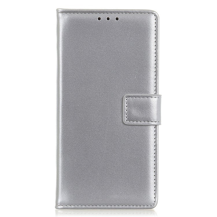 For Asus Zenfone 10 5G Textured PU Leather Cover Shockproof Wallet Stand Phone Case - Silver