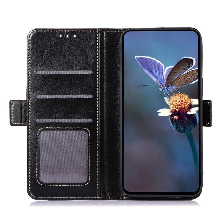 ABEEL For Asus Zenfone 10 5G Crazy Horse Texture Phone Case PU Leather Wallet Stand Cover - Black