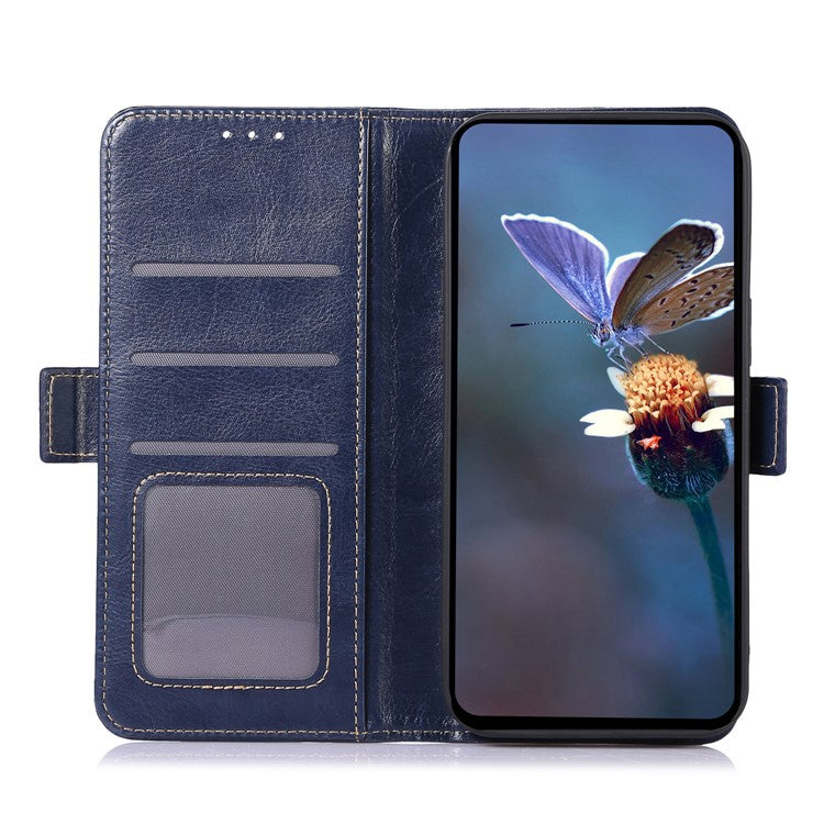 ABEEL For Asus Zenfone 10 5G Crazy Horse Texture Phone Case PU Leather Wallet Stand Cover - Blue
