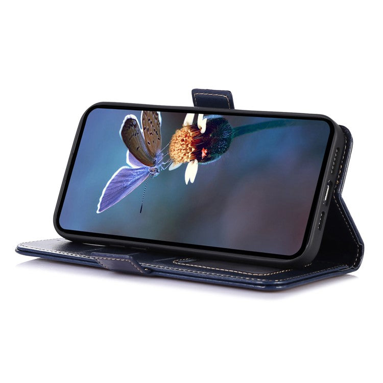 ABEEL For Asus Zenfone 10 5G Crazy Horse Texture Phone Case PU Leather Wallet Stand Cover - Blue