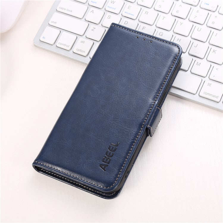ABEEL For Asus Zenfone 10 5G Crazy Horse Texture Phone Case PU Leather Wallet Stand Cover - Blue