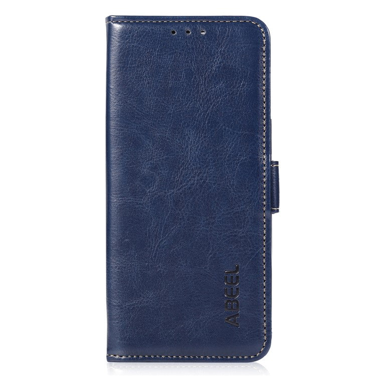 ABEEL For Asus Zenfone 10 5G Crazy Horse Texture Phone Case PU Leather Wallet Stand Cover - Blue