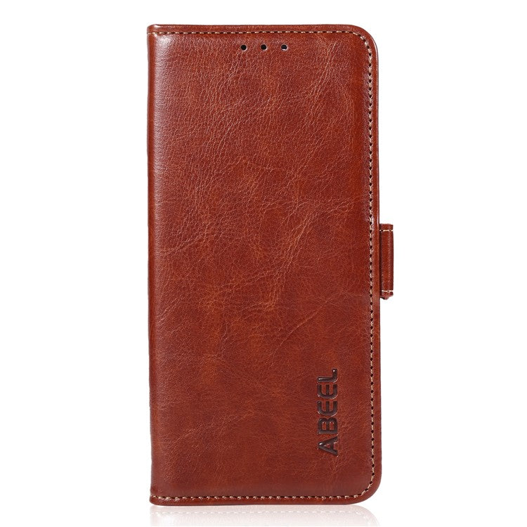 ABEEL For Asus Zenfone 10 5G Crazy Horse Texture Phone Case PU Leather Wallet Stand Cover - Brown