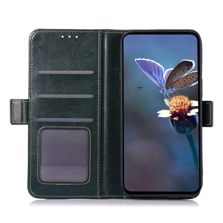 ABEEL For Asus Zenfone 10 5G Crazy Horse Texture Phone Case PU Leather Wallet Stand Cover - Green