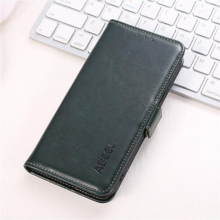 ABEEL For Asus Zenfone 10 5G Crazy Horse Texture Phone Case PU Leather Wallet Stand Cover - Green
