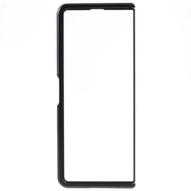 For Samsung Galaxy Z Fold4 5G Phone Case Magnetic Adsorption Metal Frame + Tempered Glass Clear Phone Cover - Black