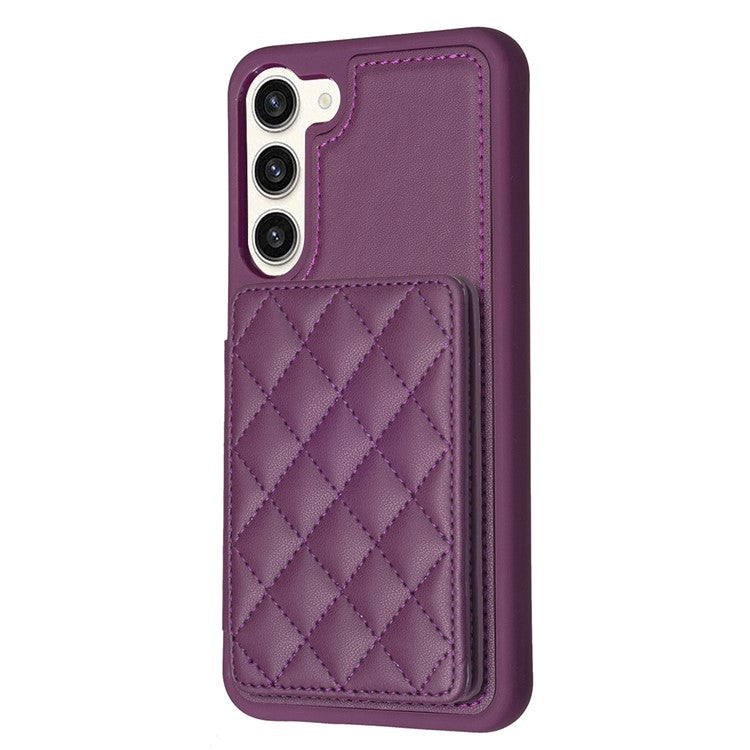 BF25 Phone Case for Samsung Galaxy S23+ Card Holder Kickstand PU Leather Coated TPU Back Cover - Dark Purple