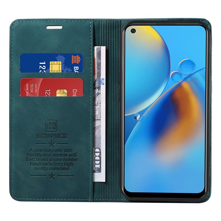 BETOPNICE 003 For Oppo A74 4G / F19 / F19s / A95 4G / Reno6 Lite RFID Blocking Flip Stand Leather Phone Case Wallet Cover - Green
