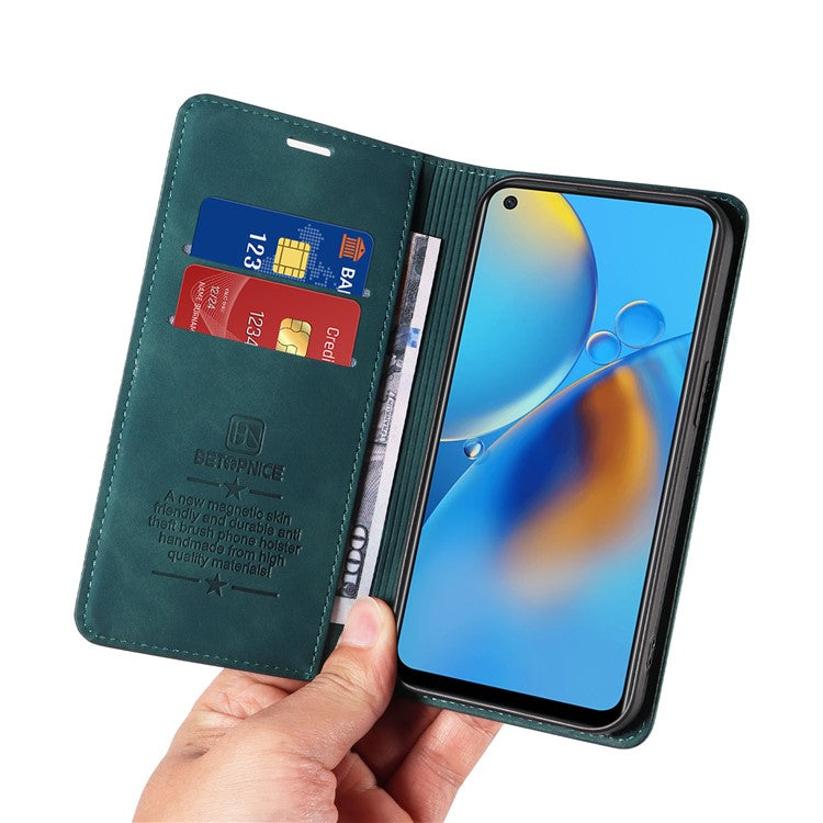 BETOPNICE 003 For Oppo A74 4G / F19 / F19s / A95 4G / Reno6 Lite RFID Blocking Flip Stand Leather Phone Case Wallet Cover - Green