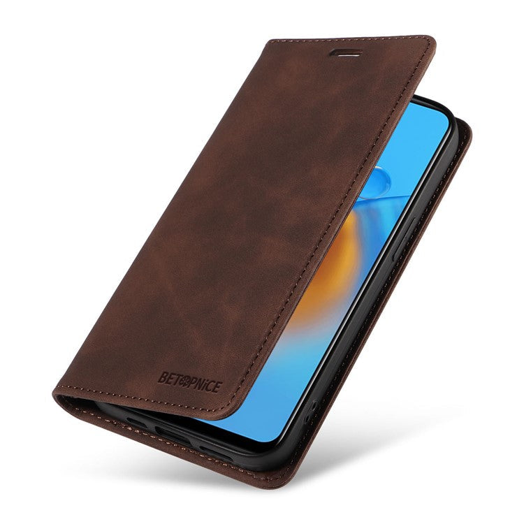 BETOPNICE 003 For Oppo A74 4G / F19 / F19s / A95 4G / Reno6 Lite RFID Blocking Flip Stand Leather Phone Case Wallet Cover - Brown