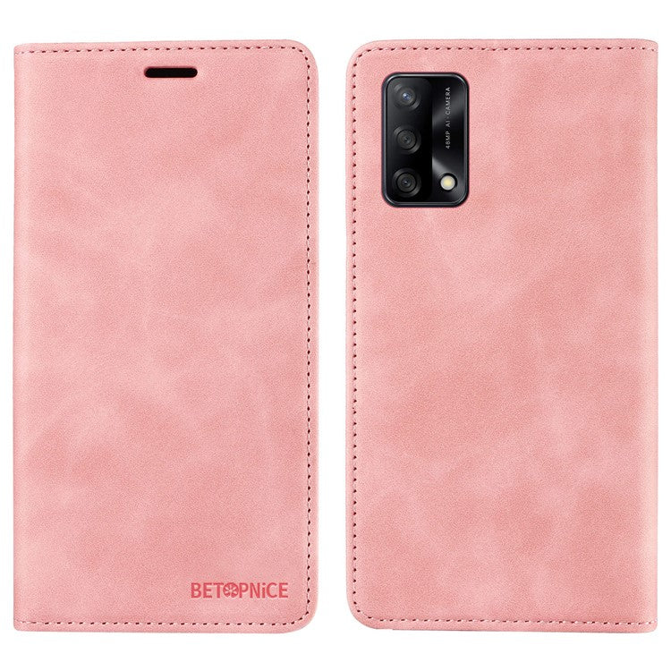 BETOPNICE 003 For Oppo A74 4G / F19 / F19s / A95 4G / Reno6 Lite RFID Blocking Flip Stand Leather Phone Case Wallet Cover - Pink