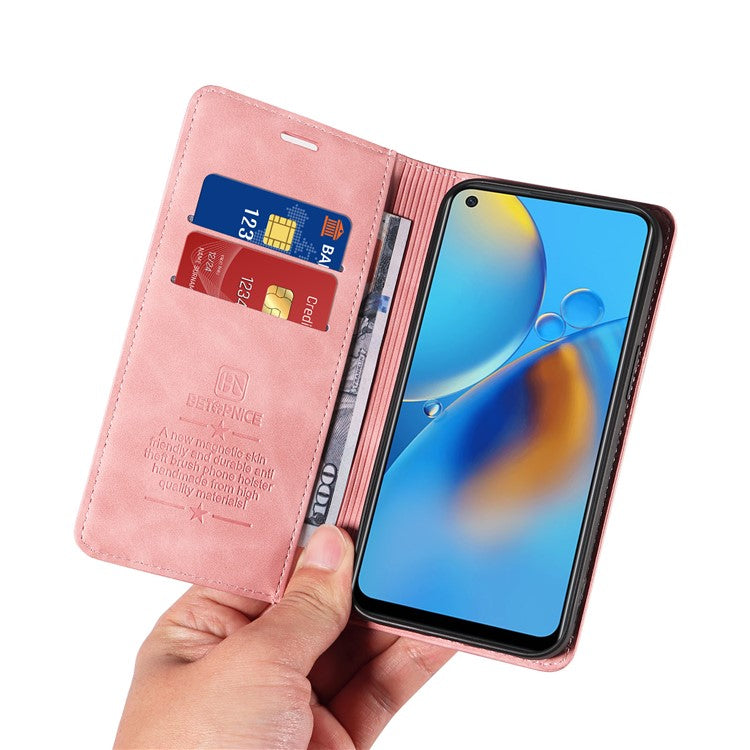 BETOPNICE 003 For Oppo A74 4G / F19 / F19s / A95 4G / Reno6 Lite RFID Blocking Flip Stand Leather Phone Case Wallet Cover - Pink