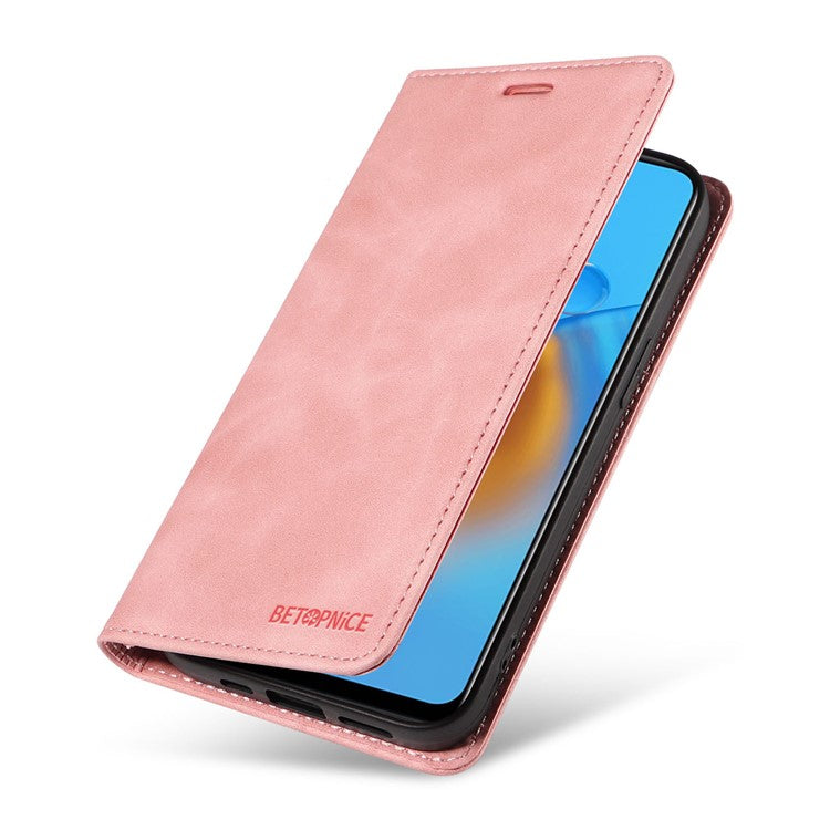 BETOPNICE 003 For Oppo A74 4G / F19 / F19s / A95 4G / Reno6 Lite RFID Blocking Flip Stand Leather Phone Case Wallet Cover - Pink