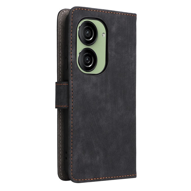 For Asus Zenfone 10 5G / Zenfone 9 5G Phone Case Wallet Stand Magnetic PU Leather RFID Blocking Cover with Strap - Black