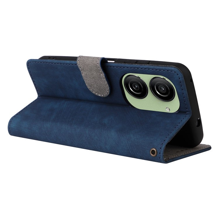 For Asus Zenfone 10 5G / Zenfone 9 5G Phone Case Wallet Stand Magnetic PU Leather RFID Blocking Cover with Strap - Blue