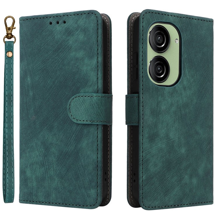For Asus Zenfone 10 5G / Zenfone 9 5G Phone Case Wallet Stand Magnetic PU Leather RFID Blocking Cover with Strap - Green