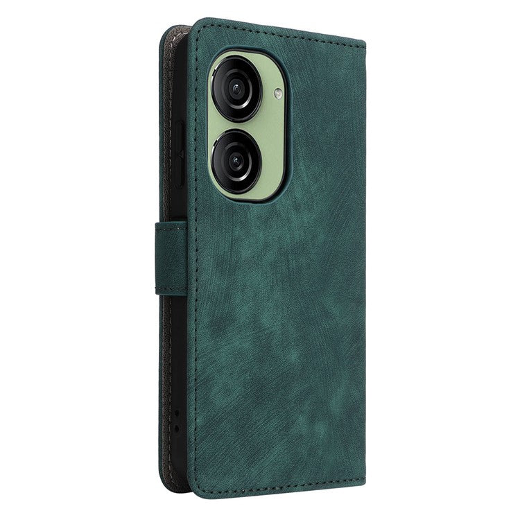 For Asus Zenfone 10 5G / Zenfone 9 5G Phone Case Wallet Stand Magnetic PU Leather RFID Blocking Cover with Strap - Green