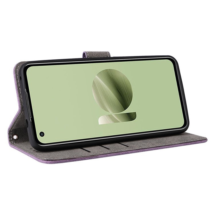 For Asus Zenfone 10 5G / Zenfone 9 5G Phone Case Wallet Stand Magnetic PU Leather RFID Blocking Cover with Strap - Purple