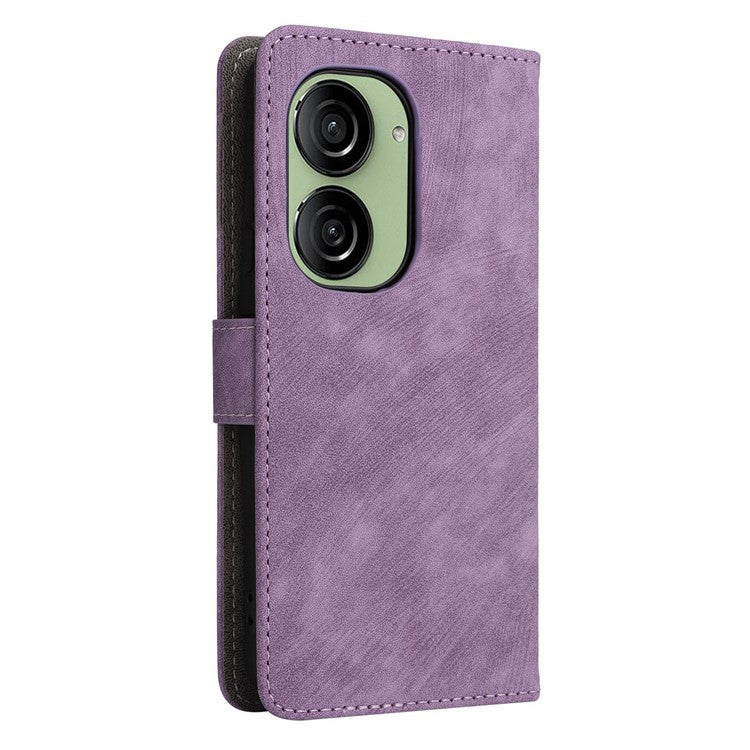 For Asus Zenfone 10 5G / Zenfone 9 5G Phone Case Wallet Stand Magnetic PU Leather RFID Blocking Cover with Strap - Purple