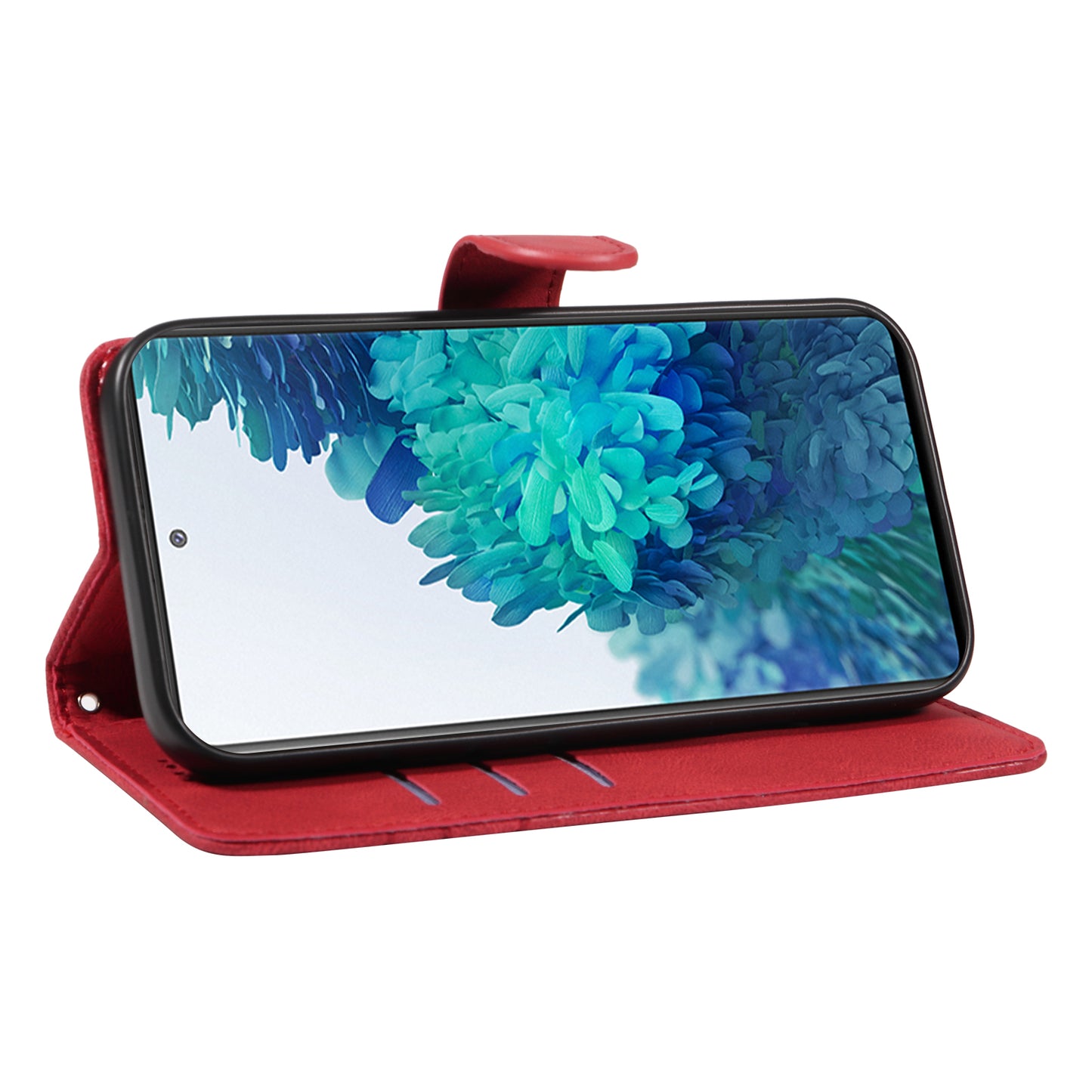 For Samsung Galaxy S20 FE 5G / S20 FE / S20 FE 2022 / S20 Lite Wallet Leather Phone Cover Imprinted Stand Case - Red