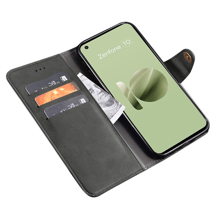 IDEWEI Shockproof Case for Asus Zenfone 10 5G Anti-Scratch PU Leather Wallet Phone Cover - Black