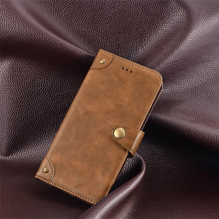 IDEWEI Shockproof Case for Asus Zenfone 10 5G Anti-Scratch PU Leather Wallet Phone Cover - Brown